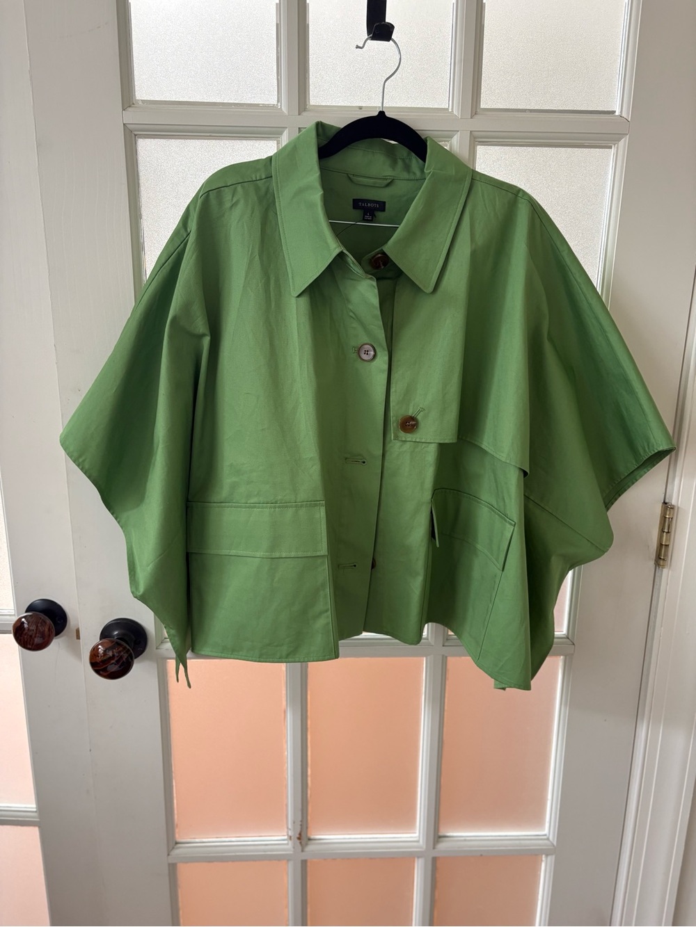 Talbots Green Boxy Cape Jacket - Bright Green - Picture 4 of 6